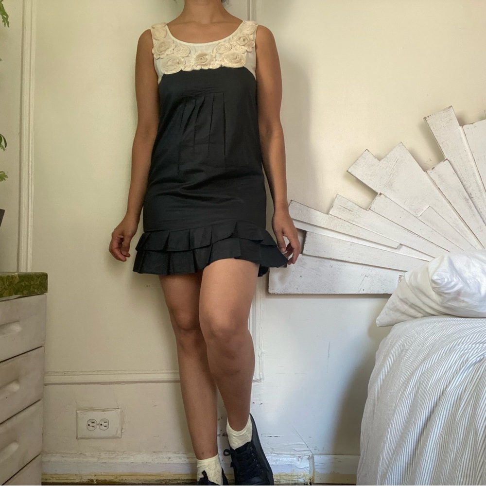 Ruffle Hem Layered Embellished Neckline - Picture 4 of 4